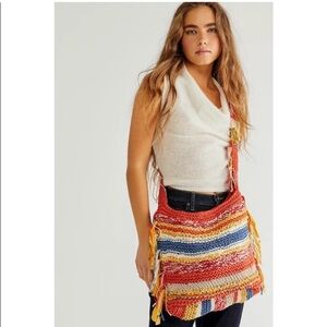 Free People Northbound Hobo Bag Cotton Crochet Multicolor Shoulder Bag Tote